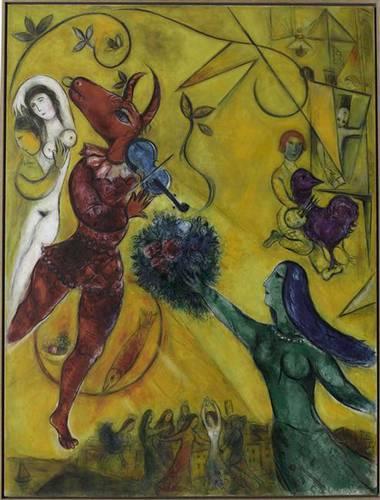 Marc Chagall, La Danse, 1950, huile sur toile, 238 cm x 176 cm, musée national Marc Chagall, Nice. Photo © RMN-GP / Gérard Blot © ADAGP, Paris, 2020.