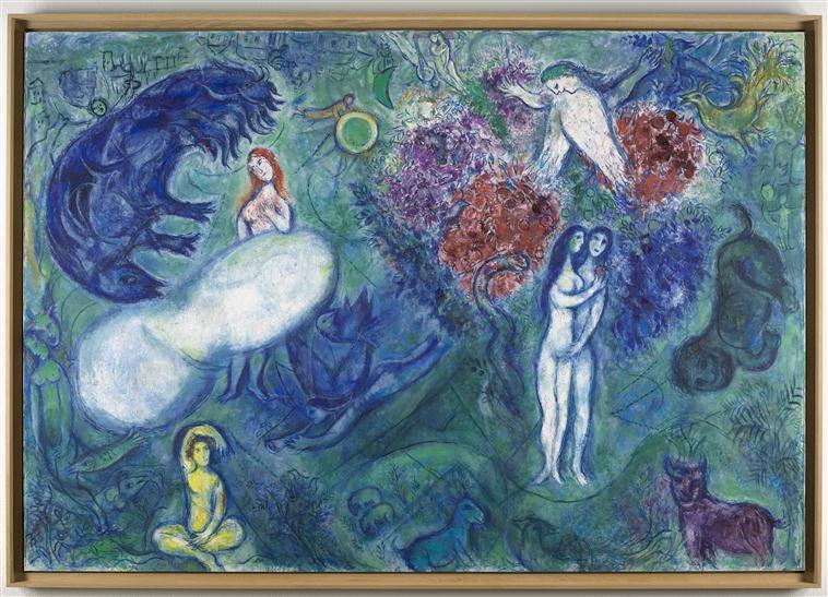 Marc Chagall, Le paradis, 1961, huile sur toile, 198 cm x 288 cm, donation Marc et Valentina Chagall, 1966, musée national Marc Chagall, Nice. Photo © RMN-GP / Gérard Blot © ADAGP, Paris, 2020.