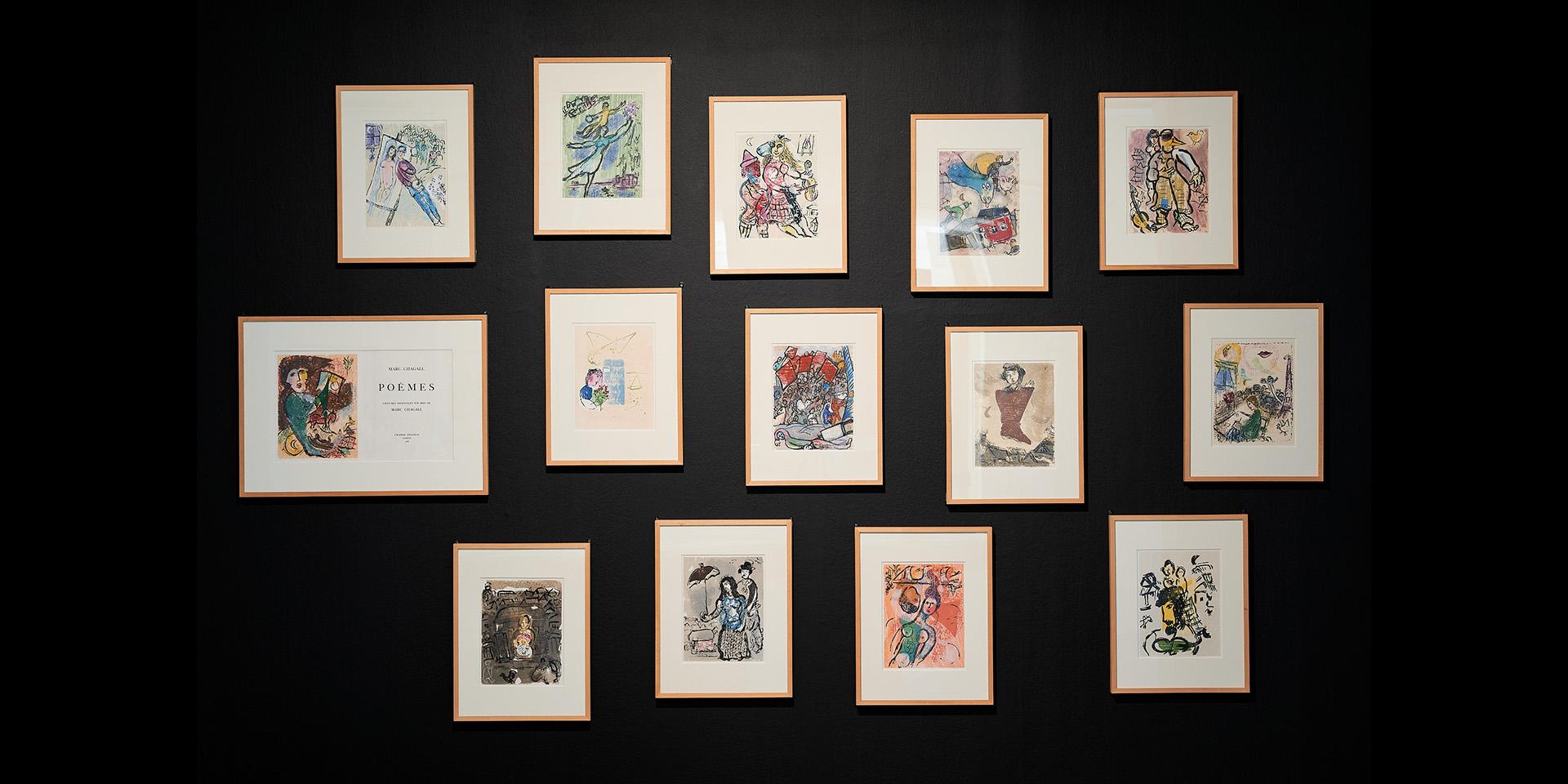 Marc Chagall, exposition livres illustrés, série Poèmes. Photo (c) Anthony Lanneretonne (c) Adagp, Paris, 2022