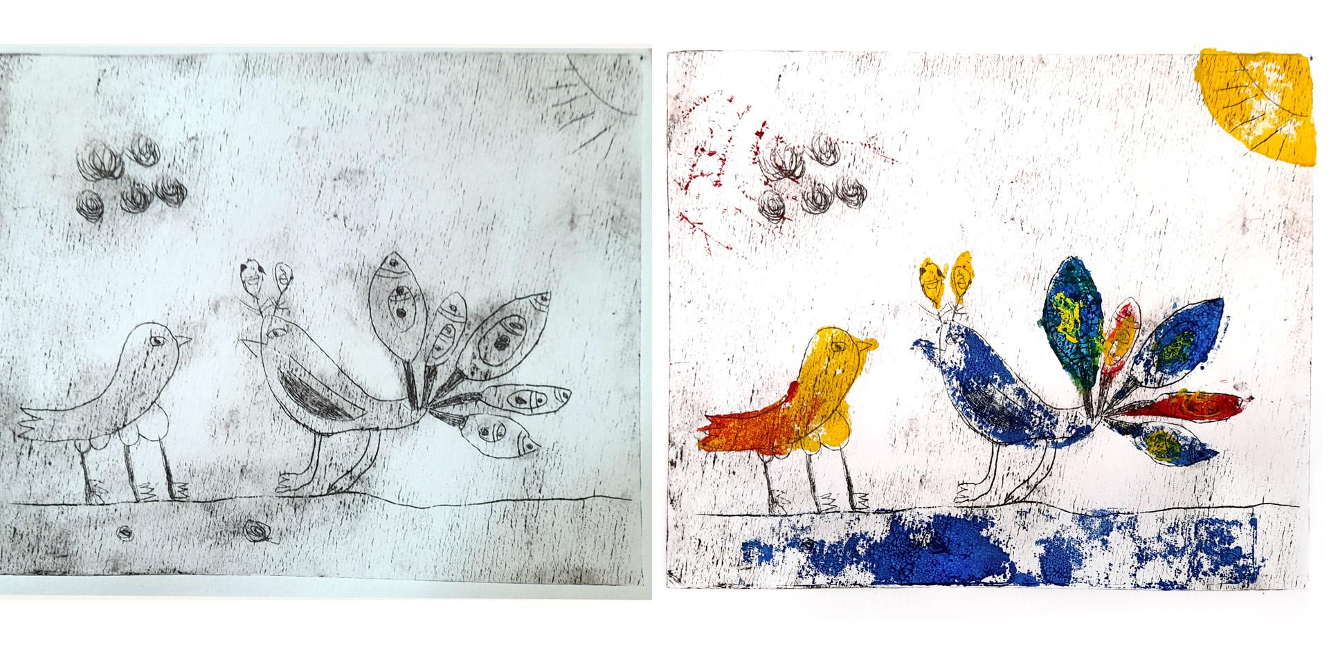 gravure enfant dessin en couleurs, musée Chagall, 2022