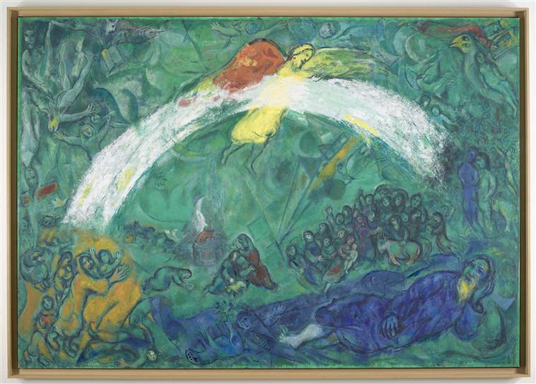 Marc Chagall, Noé et l'arc-en-ciel, 1961-1966, huile sur toile, 205 cm x 292,5 cm, donation Marc et Valentina Chagall, 1966, musée national Marc Chagall, Nice. Photo © RMN-GP / Gérard Blot © ADAGP, Paris, 2020.