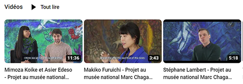 vidéos YouTube, interviews, artistes invités, musée Chagall, 2023