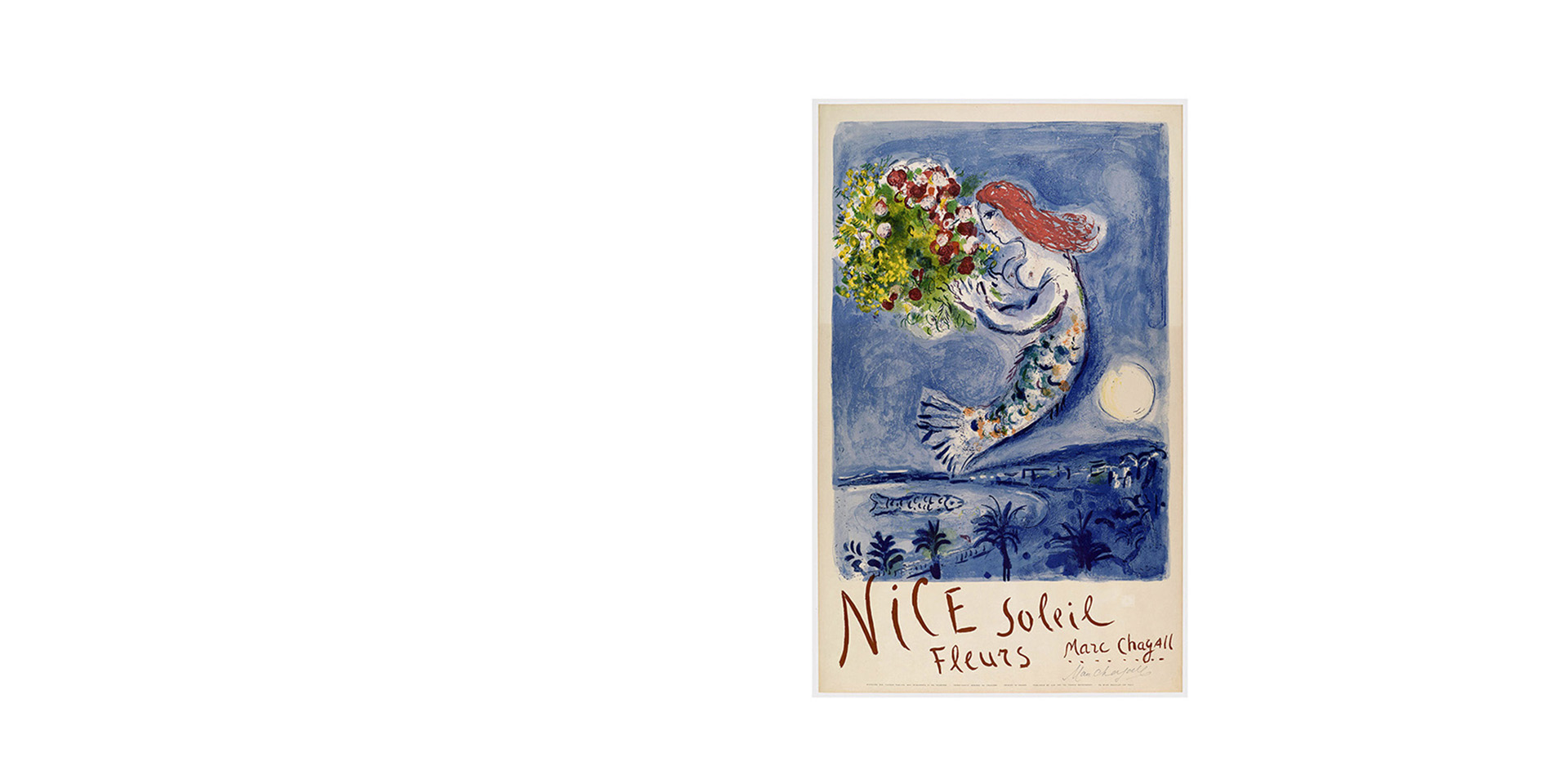 Marc Chagall, La Baie des Anges, 1962, lithographie. Nice, musée national Marc Chagall © Photo: Rmn - Grand Palais / Adrien Didierjean © ADAGP, Paris, 2022.