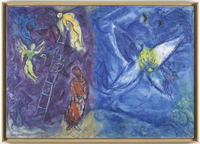 Marc Chagall, Le songe de Jacob, 1960-1966, huile sur toile, 195 cm x 278 cm, donation Marc et Valentina Chagall, 1966, musée national Marc Chagall, Nice. Photo © RMN-GP / Gérard Blot © ADAGP, Paris, 2020.