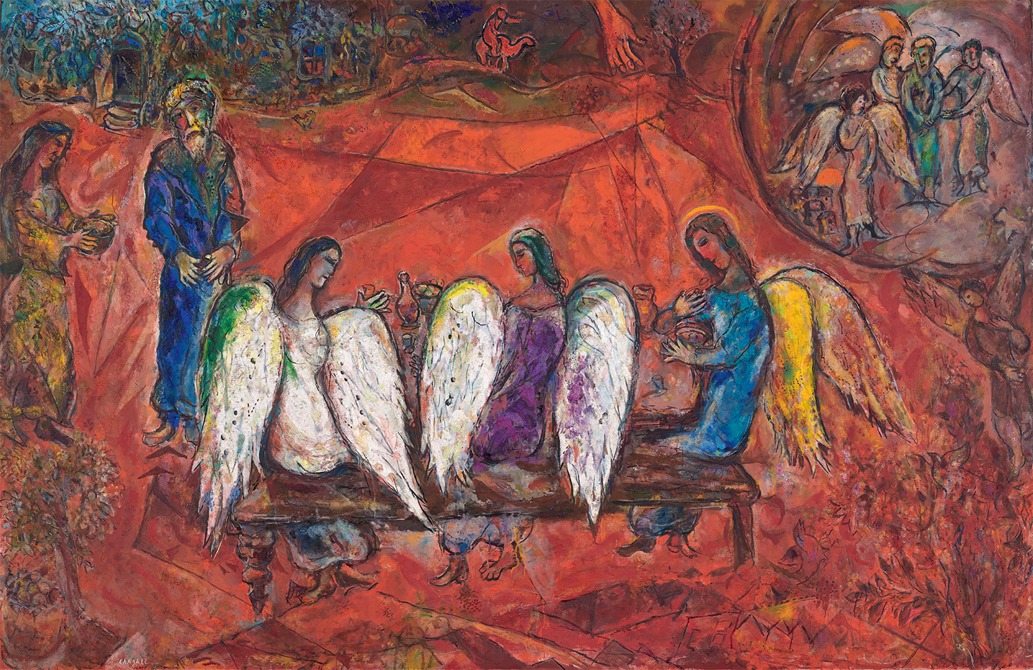 Affiche, Chagall, Abraham et les 3 anges
