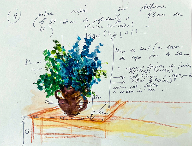 Bella Meyer, dessin 800px, atelier floral, musée chagall, juillet 2023