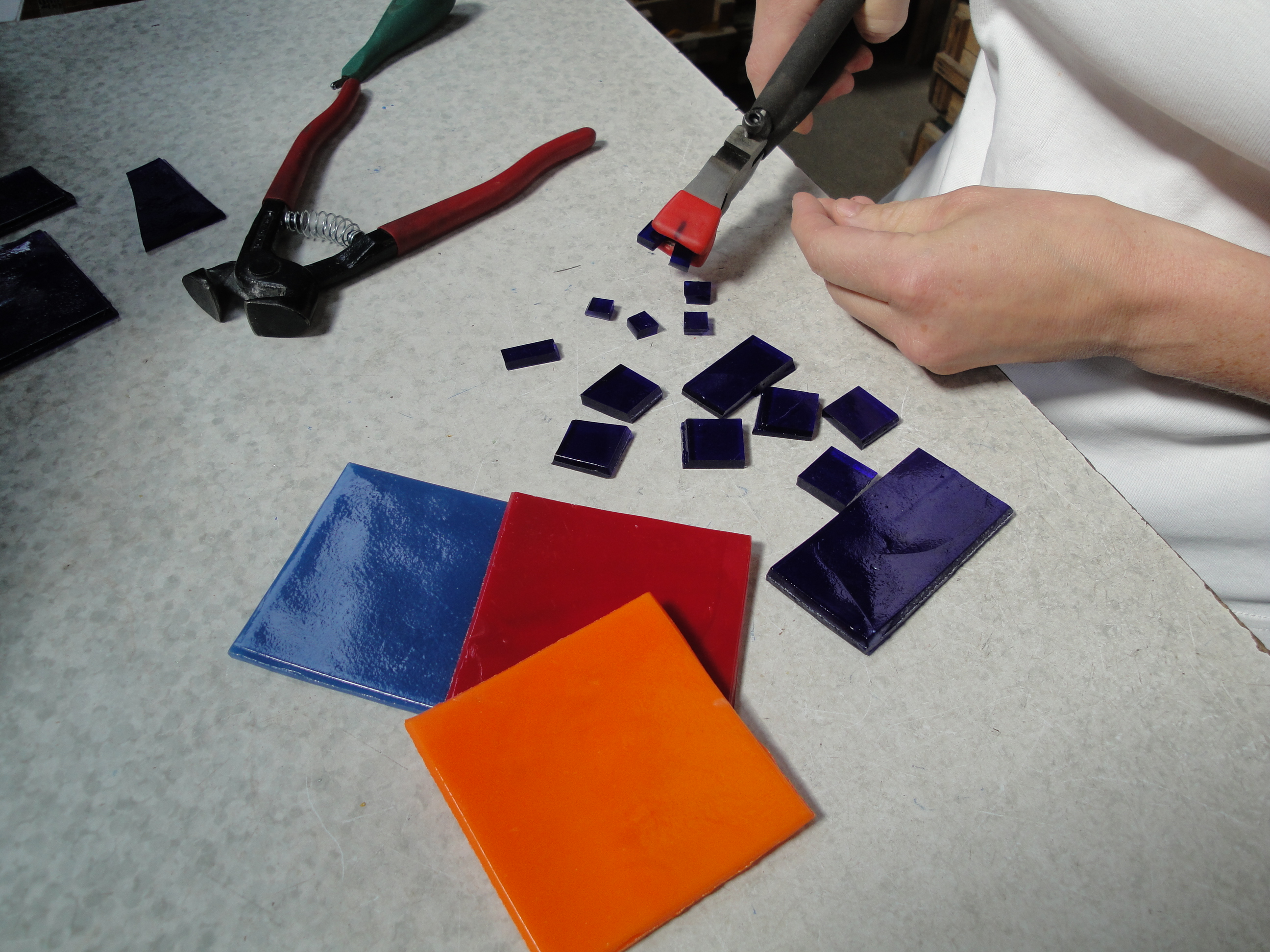 Image of the different glass pastes used for mosaics