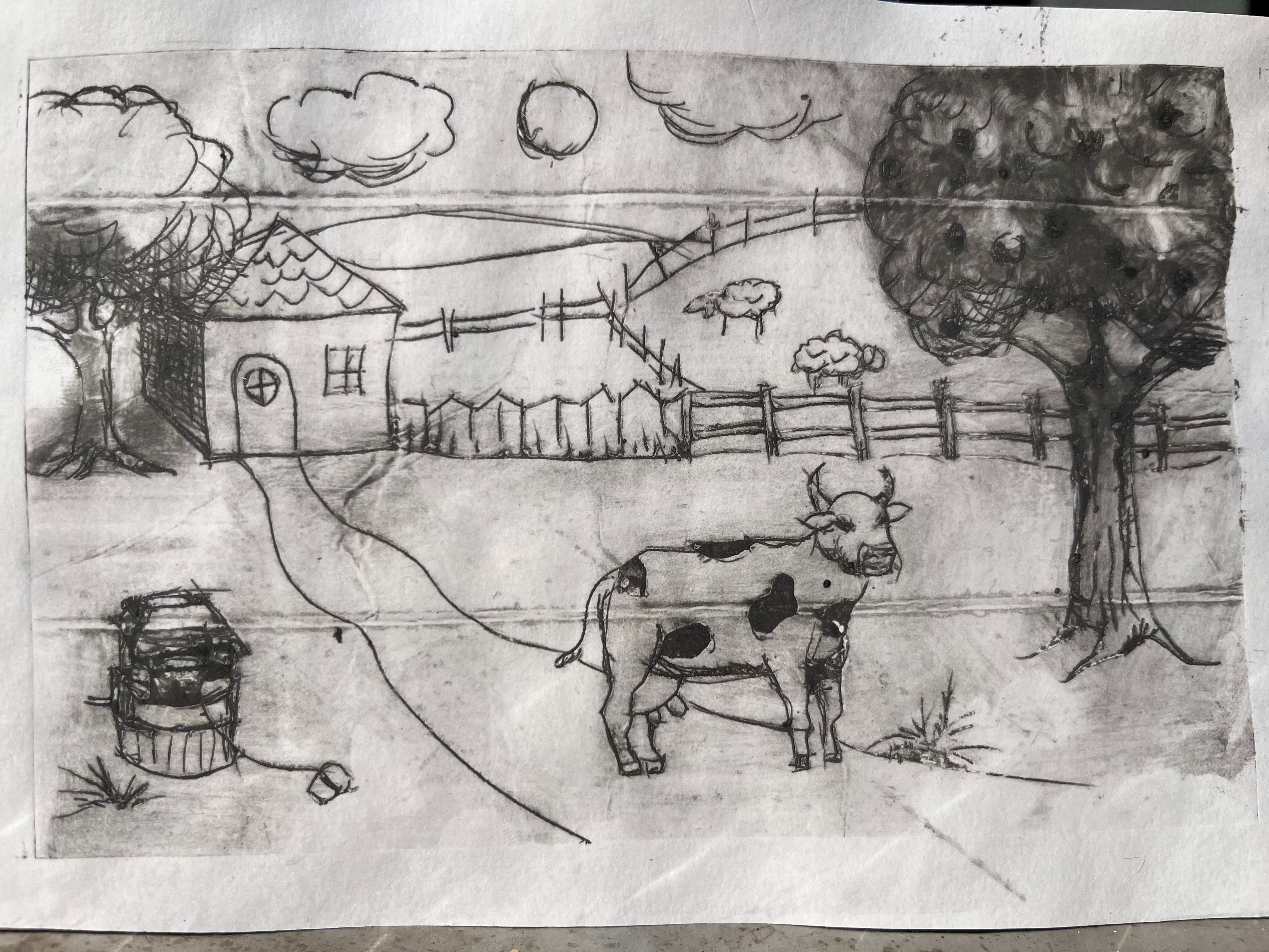 Visuel d'un atelier de gravure en noir et blanc