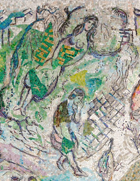 Détail de la mosaique présentant Calypso et Ulysse