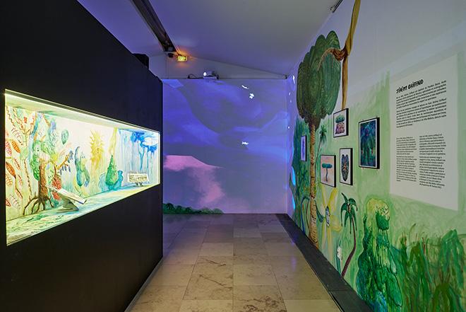 Jérémy Griffaud, Sous le ciel, vue exposition, wall painting, aquarelle, 2024 (c) Adagp, Paris, 2024