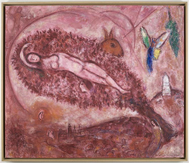 Marc Chagall, Le Cantique des Cantiques II, 1957, huile sur toile, 139 cm x 164 cm, donation Marc et Valentina Chagall, 1966, musée national Marc Chagall, Nice. Photo © RMN-GP / Gérard Blot © ADAGP, Paris, 2020.