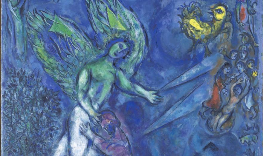Marc Chagall, La lutte de Jacob et de l'Ange (détail), 1960 - 1966 © Photo RMN-Grand Palais (Musée Marc Chagall) / Adrien Didierjean © ADAGP, Paris 2020