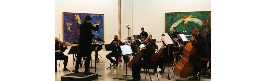 Concert, musiciens, Opéra de Nice, salle du Message Biblique, musée Chagall, Nice (c) ADAGP, Paris, 2024