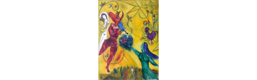 Huile sur toile de Chagall intitulée La danse 