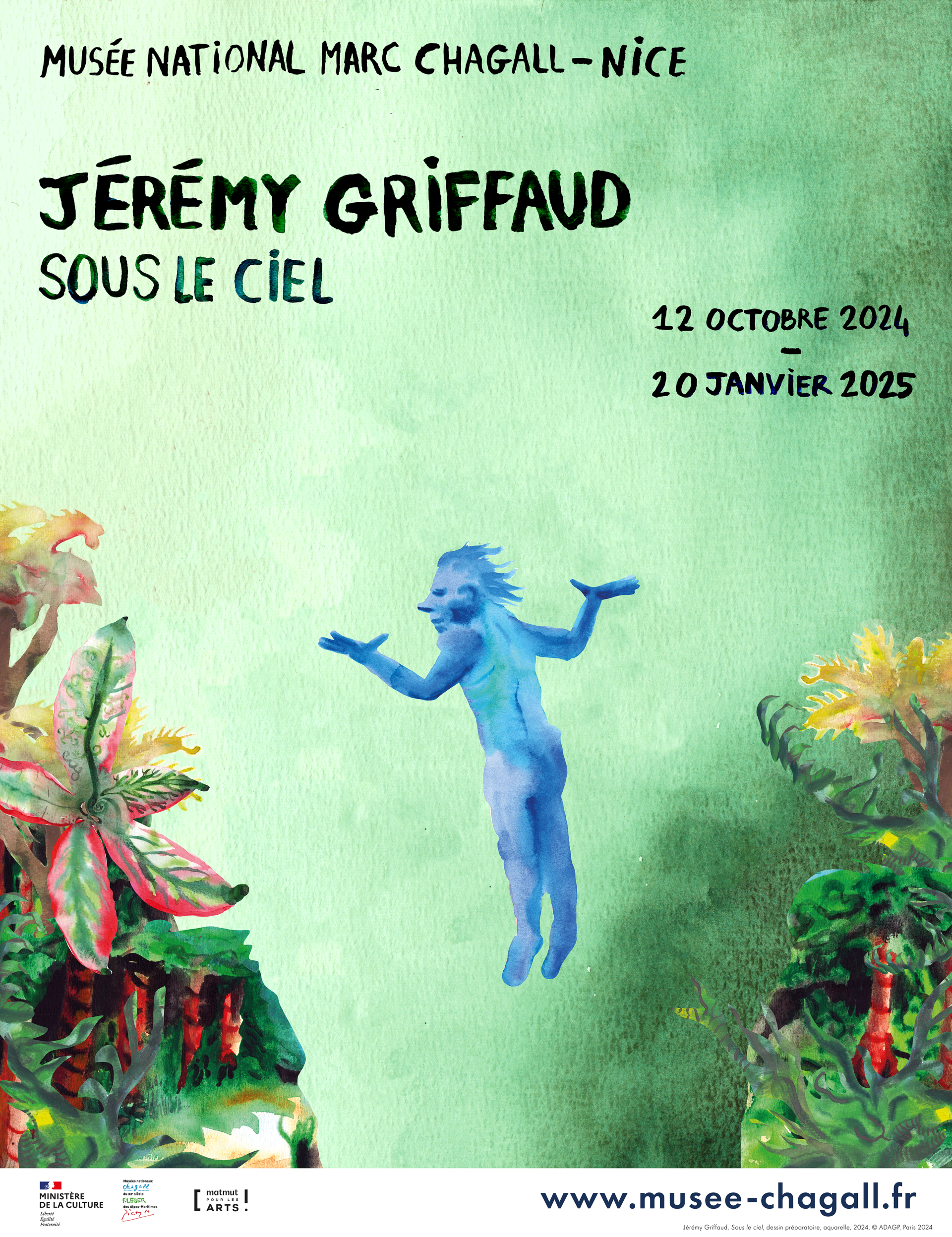 Jérémy Griffaud, Sous le ciel, dessin préparatoire, aquarelle, 2024 (c) Adagp, Paris, 2024