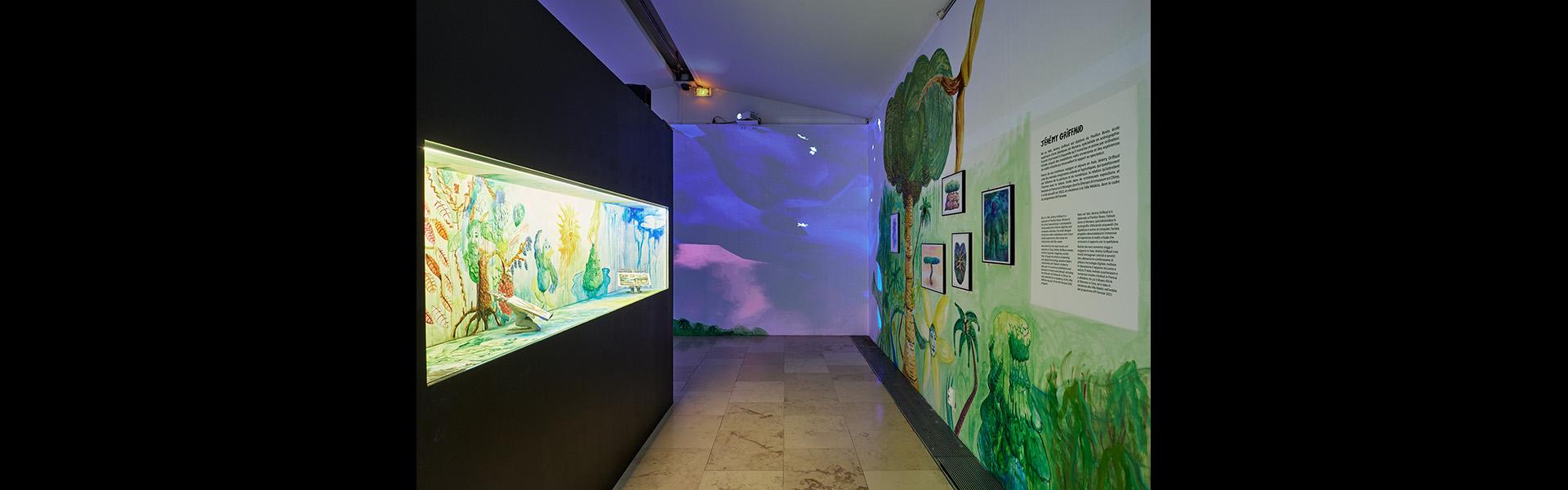 Jérémy Griffaud, Sous le ciel, vue d'exposition, wall painting (aquarelle) (c) Adagp, Paris, 2024