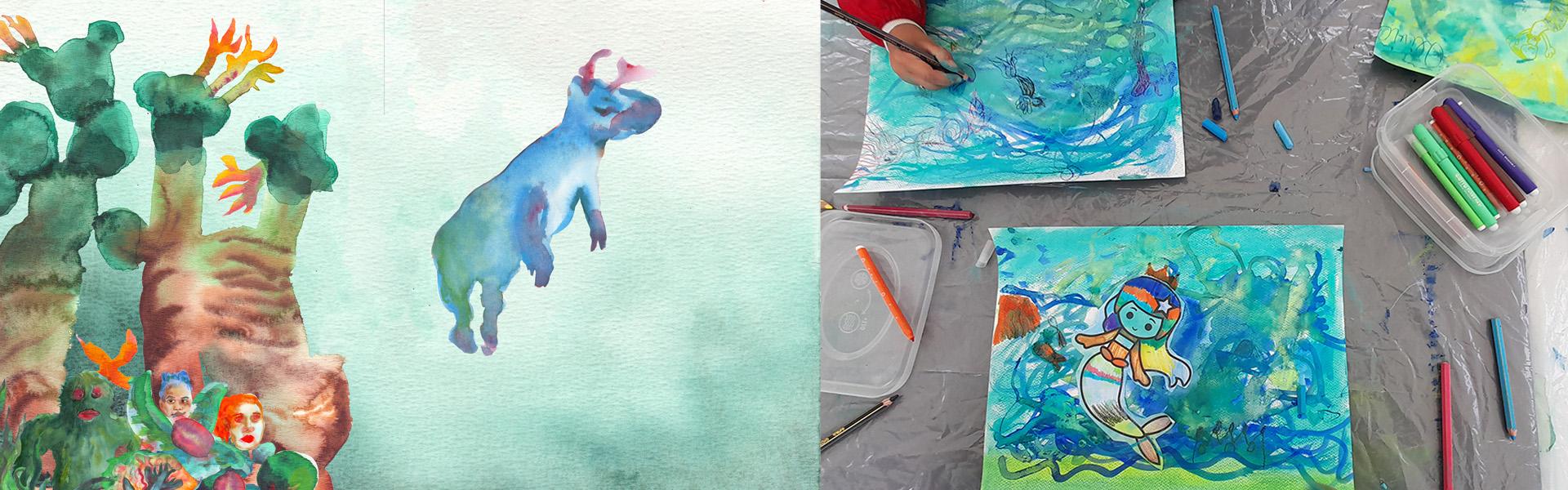 Jérémy Griffaud, Sous le ciel, dessin préparatoire, aquarelle, 2024 (c) Adagp, Paris, 2024