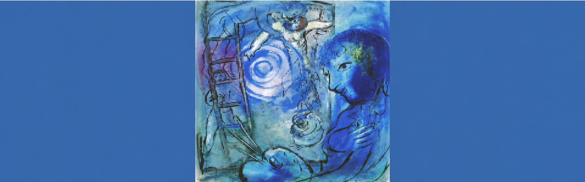 Visuel descente de croix sur fond bleu de Marc Chagall