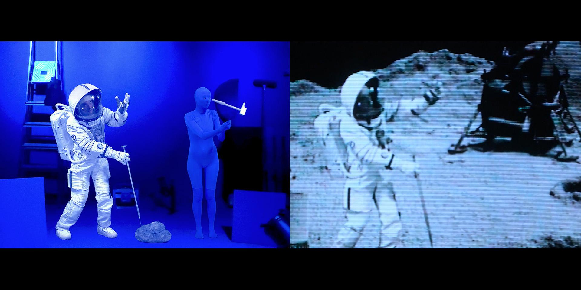 Pierrick Sorin, Pierrick on the moon, capture vidéo. Photo (c) courtesy de l'artiste, 2023