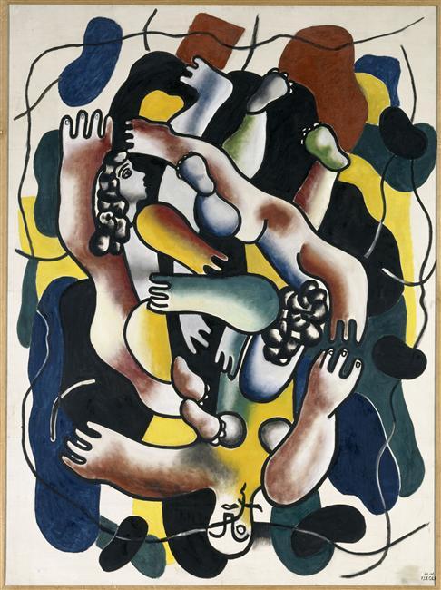 Fernand Léger, "Les Plongeurs polychromes", 1942-1946, huile sur toile, donation de Nadia Léger et de Georges Bauquier, musée national Fernand Léger, Biot. Photo : RMN-GP / Gérard Blot © ADAGP, Paris, 2020.