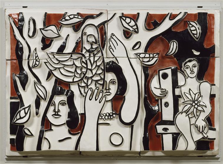 Fernand Léger, "Les femmes au perroquet", 1951, céramique, donation de Nadia Léger et Georges Bauquier, musée national Fernand Léger. Photo : RMN-GP / Gérard Blot © ADAGP, Paris, 2020.