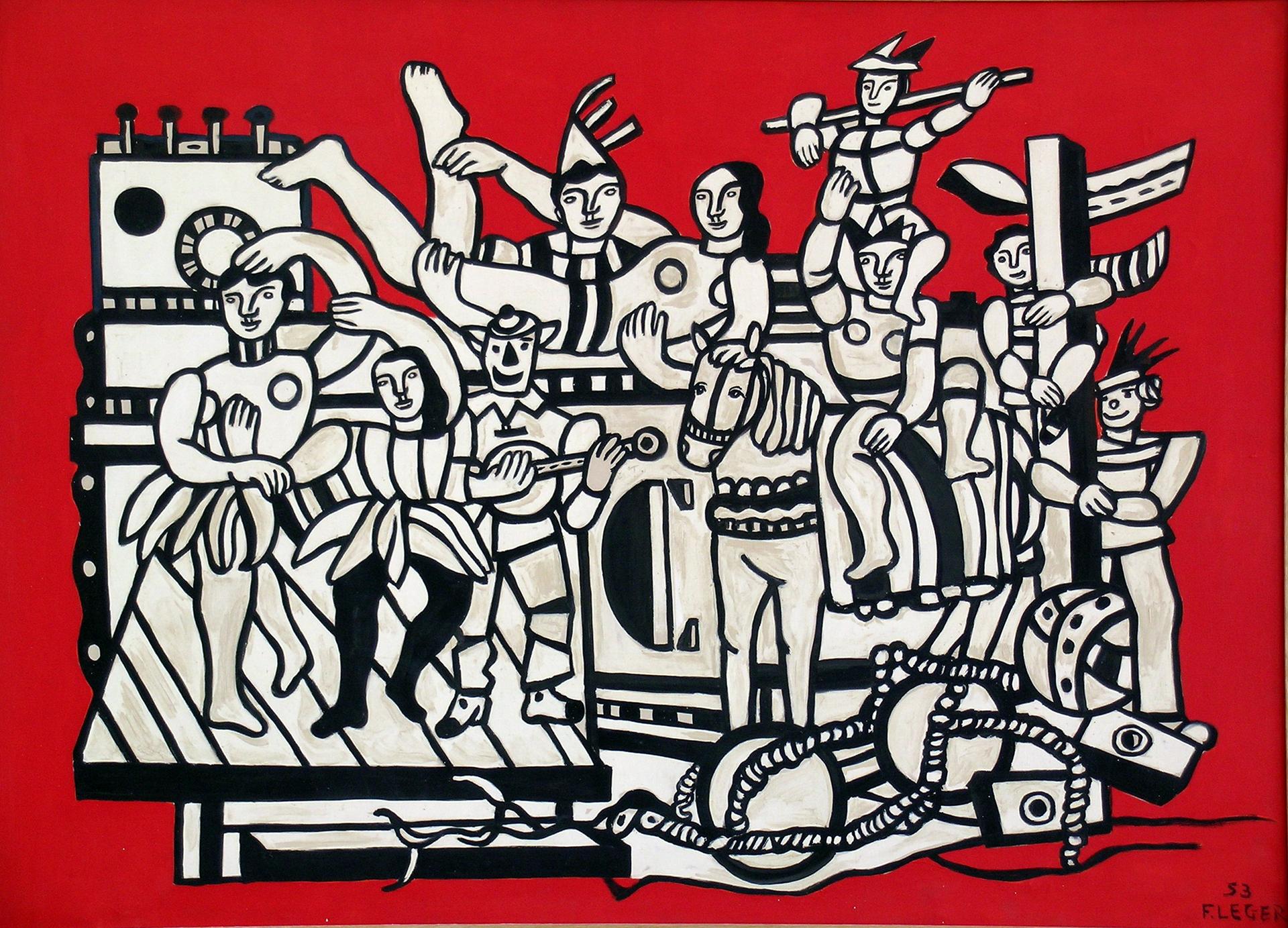 Fernand Léger, La Grande parade sur fond rouge, 1953, musée national Fernand Léger, Biot. Photo RMN-Grand Palais/ Gérard Blot © ADAGP, Paris, 2018.