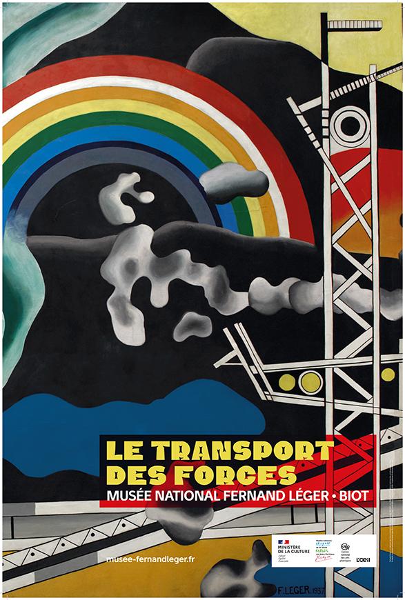 Affiche Fernand Léger, Le Transport des forces, 1937. Dépôt du CNAP au musée national Fernand Léger, Biot. Graphisme : Marcel Bataillard (c) ADAGP, Paris, 2024
