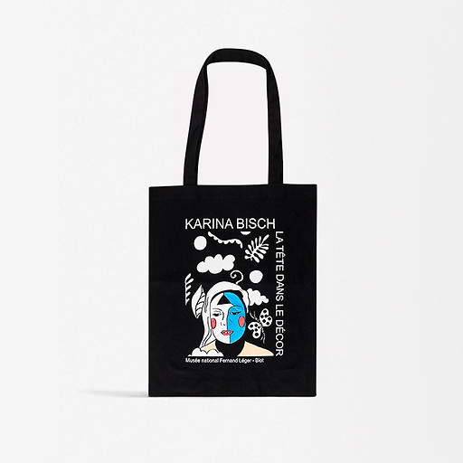 Sac noir reprenant le visuel de l'affiche de l'exposition