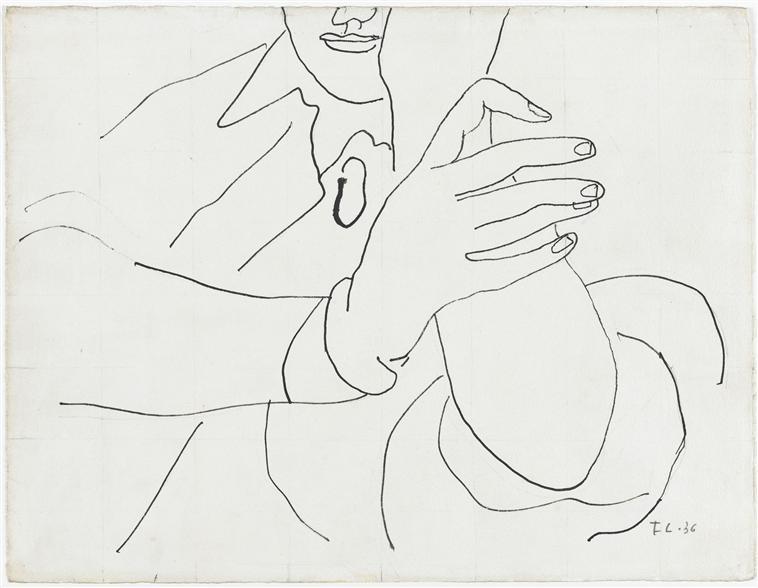Fernand Léger, "Sans titre, étude pour un portrait", 1936, dessin, 25 x 33 cm, donation de Nadia Léger et Georges Bauquier, musée national Fernand Léger. Photo : RMN-GP / Gérard Blot © ADAGP, Paris, 2020.