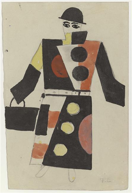 Fernand Léger, "Etude de costume pour le ballet Skating Rink", vers 1921, aquarelle sur papier, 24,8 x 16,6 cm, musée national Fernand Léger. Photo : RMN-GP / Gérard Blot © ADAGP, Paris, 2020.