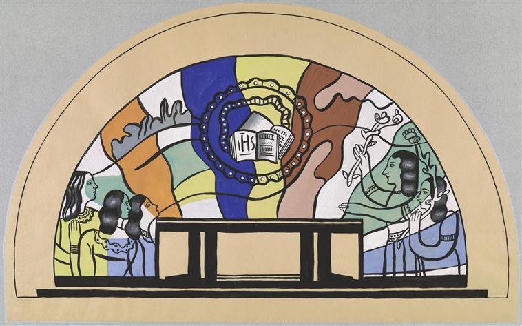 Fernand Léger, Maquette pour la crypte du mémorial élevé au Mardasson, Bastogne, vers 1949, gouache et encre sur papier, 46 x 74,5 cm, donation de Nadia Léger et Georges Bauquier, musée national Fernand Léger, Biot. Photo : RMN-GP / Gérard Blot © ADAGP, Paris, 2020.